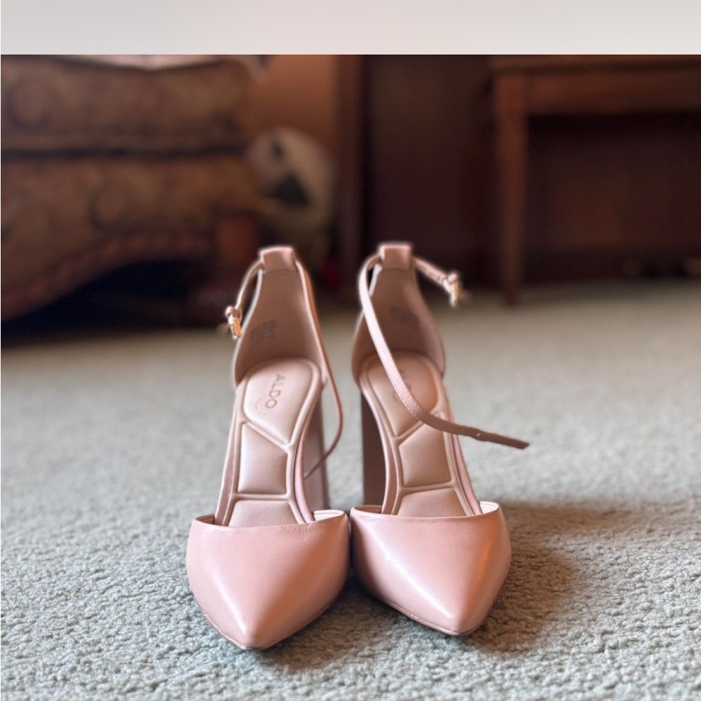 Stylish Tan Pointed Block Heels